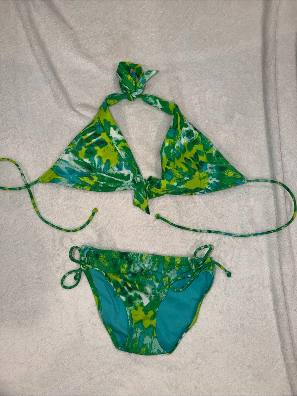 Victoria’s Secret Green & Turquoise Tie-Dye Triangle Bikini Set